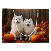 Amerikaanse Eskimo Puppy Herfst Delight Pompoen Groot Cadeauzakje (Achterkant)