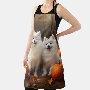 Amerikaanse Eskimo Puppy Herfst Plezier Pompoen Schort