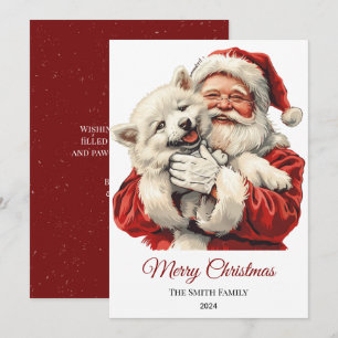 Amerikaanse Eskimo Santa Claus Kerstmis Feestdagenkaart