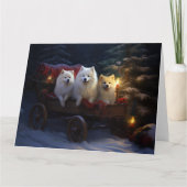 Amerikaanse Eskimo Snowy Sleigh Kerst Decor Kaart (Voorkant)