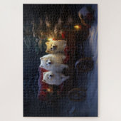 Amerikaanse Eskimo Snowy Sleigh Kerst Decor Legpuzzel (Verticaal)