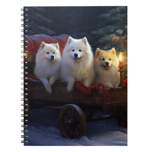 Amerikaanse Eskimo Snowy Sleigh Kerst Decor Notitieboek (Voorkant)
