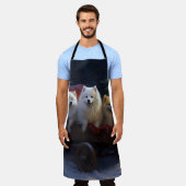 Amerikaanse Eskimo Snowy Sleigh Kerst Decor Schort (Gedragen)