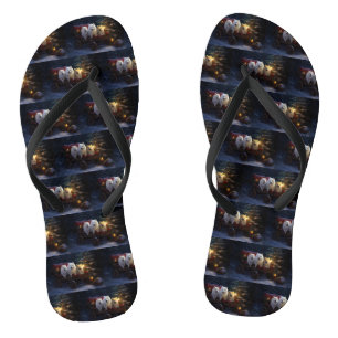 Amerikaanse Eskimo Snowy Sleigh Kerst Decor Teenslippers