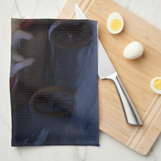 Amerikaanse Eskimo Snowy Sleigh Kerst Decor Theedoek (Quarter Fold)