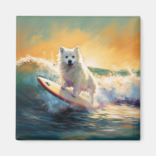 Amerikaanse Eskimo strand surfen schilderij Magneet