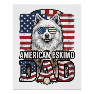 Amerikaanse Eskimo Vader Patriottische Vintage Hon Perfect Poster