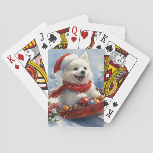 Amerikaanse Eskimohond in slee Laat het sneeuwen K Pokerkaarten
