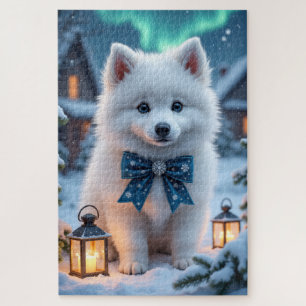 Amerikaanse Eskimohond Kerst Kunst Legpuzzel