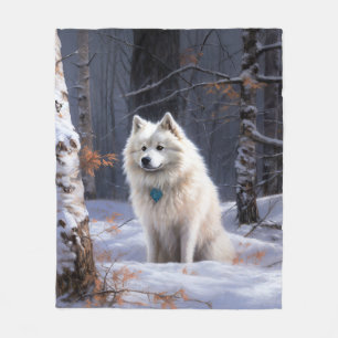 Amerikaanse Eskimohond Laat het sneeuwen Kerstmis Fleece Deken