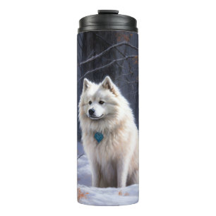 Amerikaanse Eskimohond Laat het sneeuwen Kerstmis Thermosbeker
