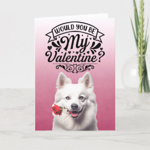 Amerikaanse Eskimohond met roos Aangepaste Valenti Feestdagen Kaart