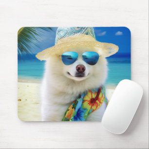 Amerikaanse Eskimohond op Strand,zomer cadeau voor Muismat
