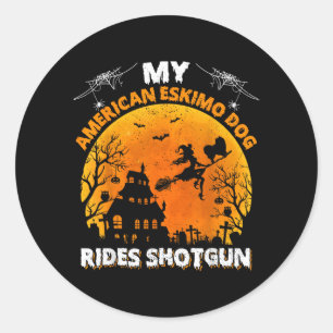 Amerikaanse Eskimohond Rijdt Schotel Amerikaans Es Ronde Sticker