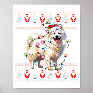 Amerikaanse Eskimohond Xmas Lichten Lelijke Trui C Poster