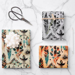 Amerikaanse Etnische Tribal Art Waterverf Patroon Inpakpapier Vel