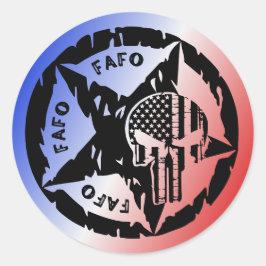 Amerikaanse FAFO Punisher Skull & Star Ronde Sticker