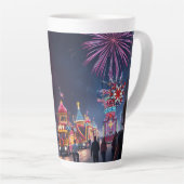 Amerikaanse Feestviering 4 juli Vuurwerk Latte Mok (Rechterhoek)