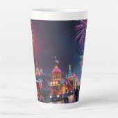 Amerikaanse Feestviering 4 juli Vuurwerk Latte Mok (Voorkant)