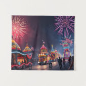 Amerikaanse Feestviering 4 juli Vuurwerk Wandkleed (Voorkant (horizontaal))