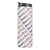 Amerikaanse First American Flag Typography Patriot Thermosbeker (Geroteerd rechts)