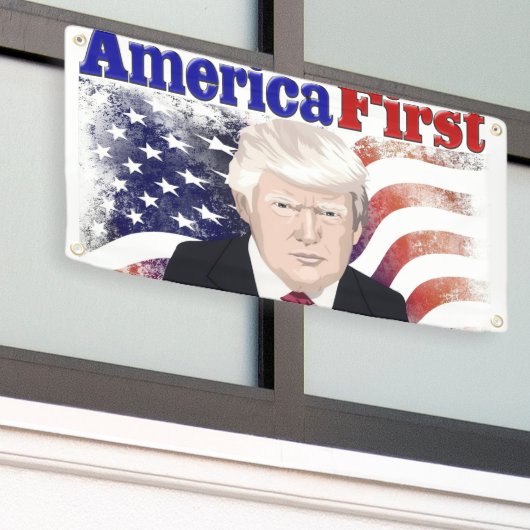 Amerikaanse First Trump sterren and stripes Banner (Buitenkant Gebouw)