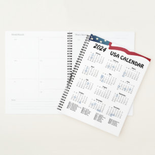 Amerikaanse Flag Agenda Planner 2024
