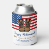 Amerikaanse Flag Boots Retirement Party Blikjeskoeler (Blikje Voorkant)