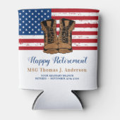 Amerikaanse Flag Boots Retirement Party Blikjeskoeler (Voorkant)