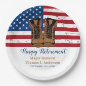 Amerikaanse Flag Boots Retirement Party Papieren Bordje (Voorkant)