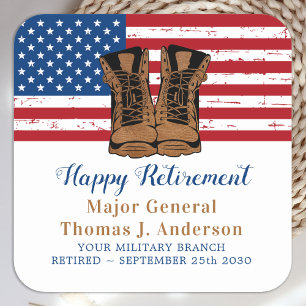Amerikaanse Flag Boots Retirement Party Vierkante Sticker