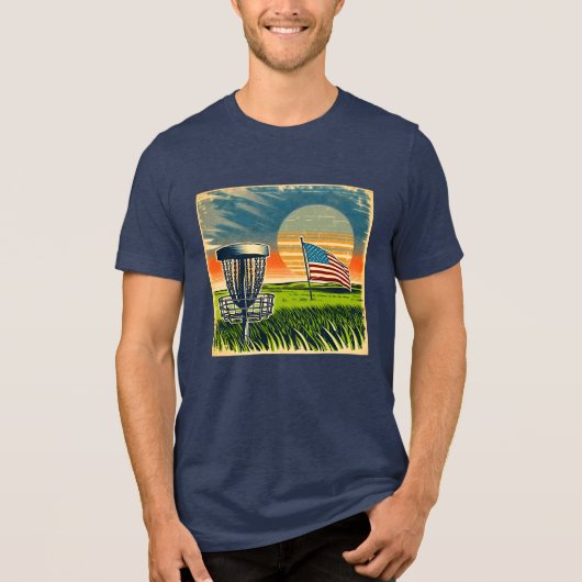  Amerikaanse Flag Disc Golf  Sun Tri-Blend Shirt (Voorkant)
