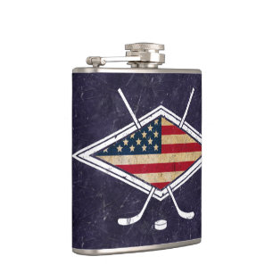 Amerikaanse Flag Hockey Logo Hip Flask Heupfles