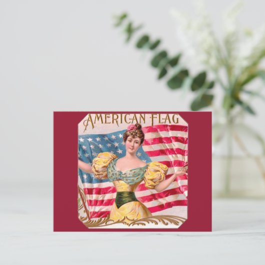 Amerikaanse Flag Lady Liberty Independence Briefkaart (Staand voorkant)