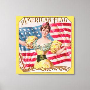 Amerikaanse Flag Lady Liberty Independence Canvas Afdruk