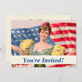 Amerikaanse Flag Lady Liberty Independence Kaart (Voorkant / Achterkant)