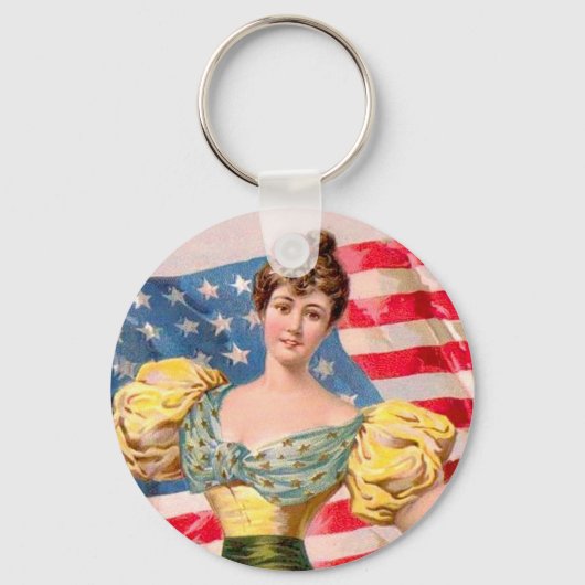 Amerikaanse Flag Lady Liberty Independence Sleutelhanger (Voorkant)