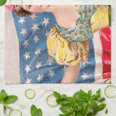 Amerikaanse Flag Lady Liberty Independence Theedoek (Gevouwen)