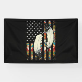 Amerikaanse Flag Native Tribe Feather Pride Spandoek