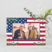 Amerikaanse Flag Patriotic Kerstmis - Aangepaste f Feestdagenkaart (Staand voorkant)