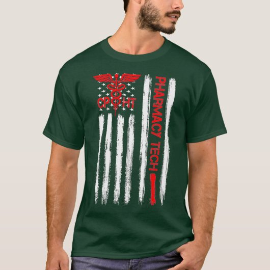 Amerikaanse Flag Pharmacy Technicia CPhT Tech Gift T-shirt (Voorkant)