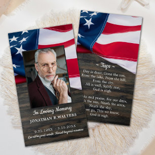 Amerikaanse Flag Photo Army Funeral Prayer Card Visitekaartje