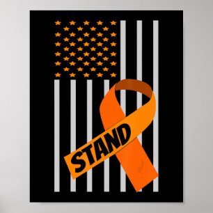 Amerikaanse Flag Ribbon Leukemia Awareness Family  Poster