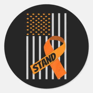Amerikaanse Flag Ribbon Leukemia Awareness Family Ronde Sticker