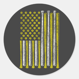 Amerikaanse Flag Softball Team Funny Classic Ronde Sticker