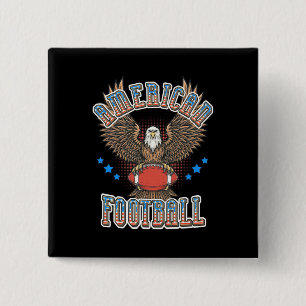Amerikaanse Football Amerikaanse vlag Vierkante Button 5,1 Cm