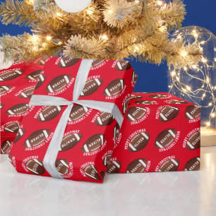 Amerikaanse Football Balls Name Red Kerstmis Cadeaupapier