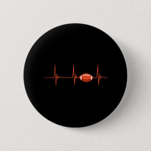 Amerikaanse Football Heartbeat ECG Pulse Ball Spor Ronde Button 5,7 Cm