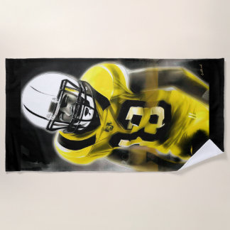 Amerikaanse football player met gele en zwarte T-S Strandlaken