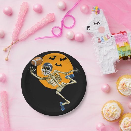 Amerikaanse Football Skeleton Halloween Mannen Boy Papieren Bordje (Feest)
